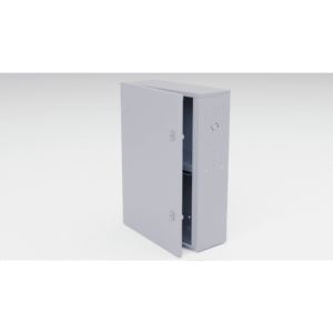 Gabinete para instalación de 2 Baterías , Fabricado en Lámina Galvanizada, Accesorios para poste (No incluidos)