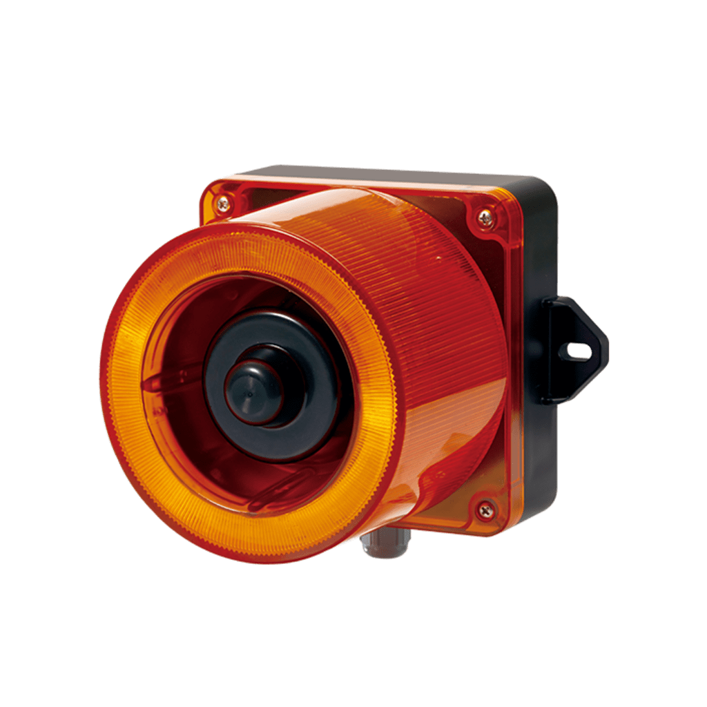 Combinacion de baliza LED color Ámbar y sirena electrónica de 31 tonos resistente a la intemperie de volumen máx. 123 dB a 110-240 VCA