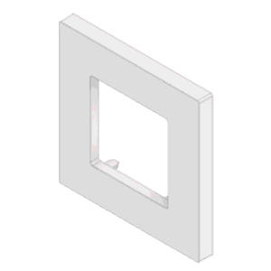 Embellecedor para Caja Europea / Dimensiones 84x84x8 mm Externas / ABS Antimicrobiano / Blanco con Efecto de Contraste / Colocación Fácil y Rápida
