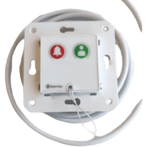 Módulo Asistencial para Hospital de Empotrar IP67 / Material ABS Antimicrobiano / Botón Cancelación / Indicador Luminoso de Alarma y Presencia / RS485 / Compatible Cajas Europeas y Americanas