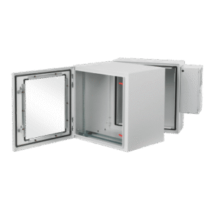 Gabinete Industrial ProTek de Puerta con Ventana, Con Aire Acondicionado de 800 BTU, Protecci??n NEMA Tipo 4/12; IP66; IK10, Abatible, Fabricado en Acero, 19 UR, Color Gris Claro