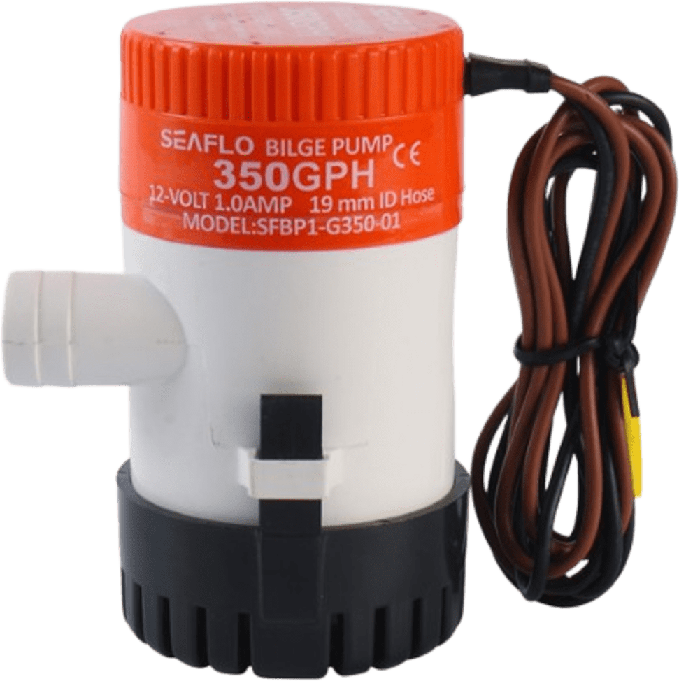 Bomba de Achique ElǸctrica Marina Sumergible SEAFLO 12V / 350 GPH (1325 LPH) / No Automǭtica / Protecci??n Anti-Aire / Sellos HermǸticos / Cableado Marino / Base de Filtro Removible