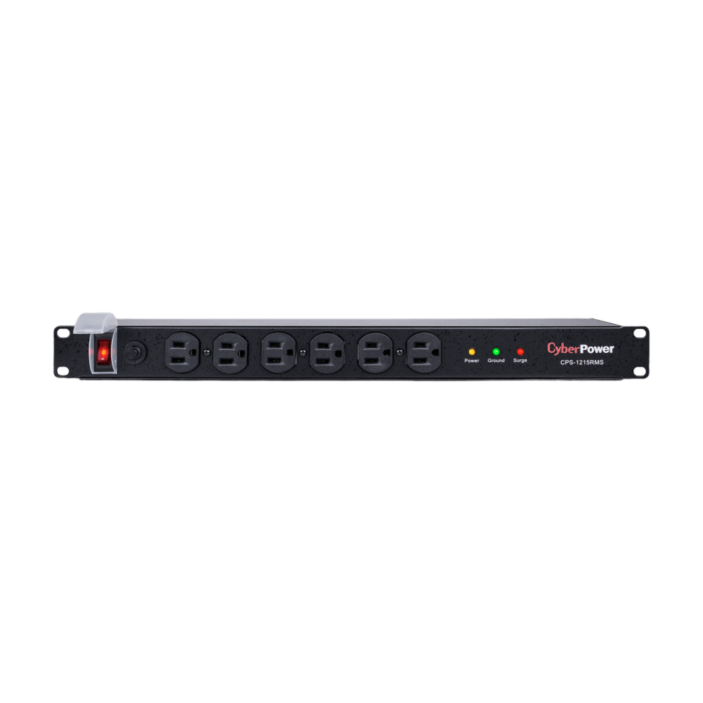 PDU Bǭsico Para Distribuci??n de Energ??a con Supresor de Picos, Con 12 Tomas NEMA 5-15R Traseras, 1UR, 15 Amp, 120 Vca, 1800 Joules de Protecci??n