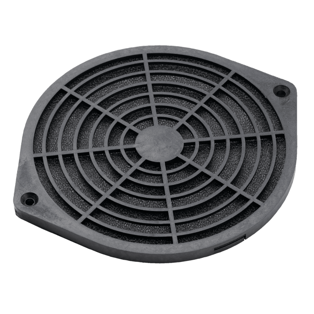 Kit Filtro Protector de dedos para Ventilador 6 Pulgadas con Filtro Extra??ble Lavable / Incluye Herrajes / Material Plǭstico Negro Mate