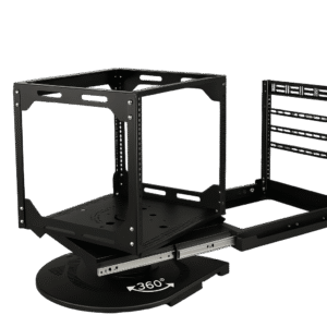 Rack Deslizable y Giratorio | Estructura Abierta | 360?? Rotaci??n | 10U-12U-15U | Hasta 68 kg | Cable Management | EIA/ECA-310-E