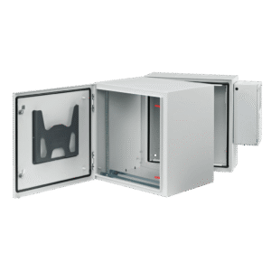 Gabinete Industrial ProTek de Puerta S??lida, Con Aire Acondicionado de 4000 BTU, Protecci??n NEMA Tipo 4/12; IP66; IK10, Abatible, Fabricado en Acero, 19 UR, Color Gris Claro