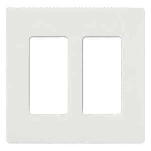 Placa de pared 2 espacios, para atenuador (dimmer), apagador ó control remoto inalámbrico LUTRON.