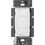 (Caseta Wireless) Atenuador de pared. Aumenta/Disminuye Intensidad de Iluminación.  No requiere cable neutro. 150W LED / 600W INC/HAL