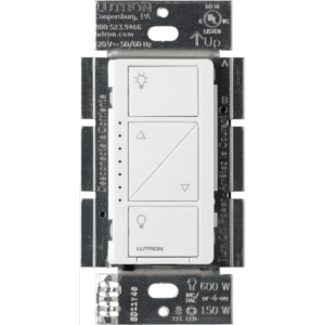 (Caseta Wireless) Atenuador de pared. Aumenta/Disminuye Intensidad de Iluminación. No requiere cable neutro. 150W LED / 600W INC/HAL
