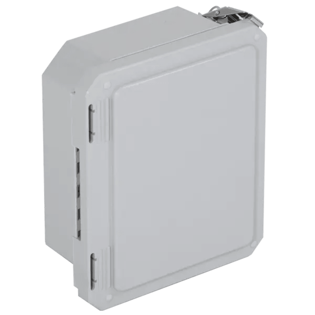 Caja Impermeable De Fibra De Vidrio, 8.77" (22.27cm) Alto x 6.77" (17.19cm) Ancho x 4.06" (10.31cm), Sin Ventanilla, Listado UL/cUL, Hecho En EE.UU, Serie EnviroArmour??