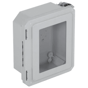 Caja Impermeable De Fibra De Vidrio, 8.77" (22.27cm) Alto x 6.77" (17.19cm) Ancho x 4.06" (10.31cm), Con Ventanilla, Listado UL/cUL, Hecho En EE.UU, Serie EnviroArmour??