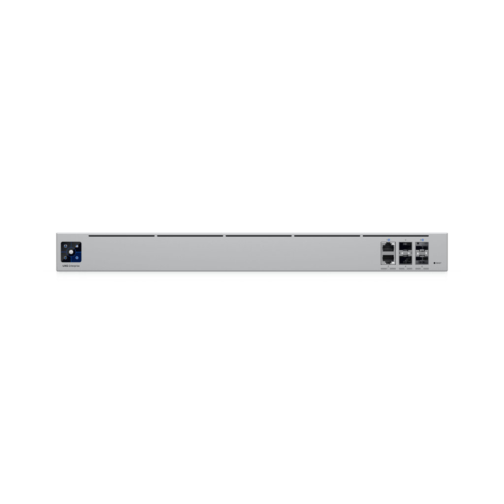 UniFi Enterpirse Router Empresarial de Alto Rendimiento / 12.5 Gbps IDS/IPS / Firewall de Capas Aplicativa / 5 Puertos WAN Mǭx. (1x25G SFP28, 1x2.5 GbE RJ45) / Conexi??n VPN Avanzada / Redundancia PSU Hot-Swappable / Montaje en Rack 1U
