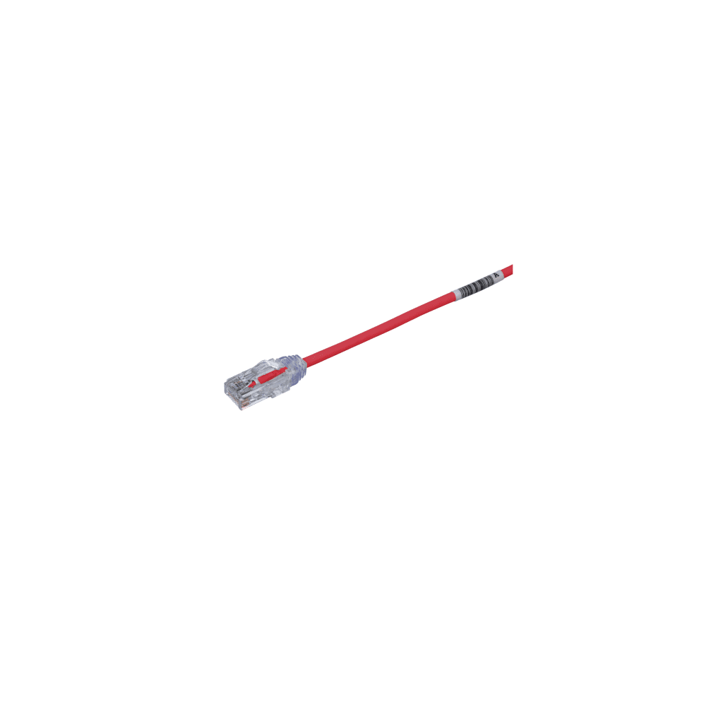 Cable de Parcheo TX6, UTP Cat6, Di?metro Reducido (28AWG), Color Rojo, 0.5 Metros (1.64 Pies)