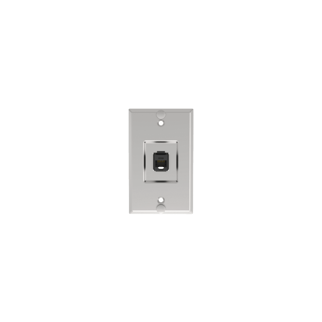 Placa de Pared Telefónica, Salida de 1 Puerto Keystone, Con Jack Cat5e Estilo TP, de Acero Inoxidable