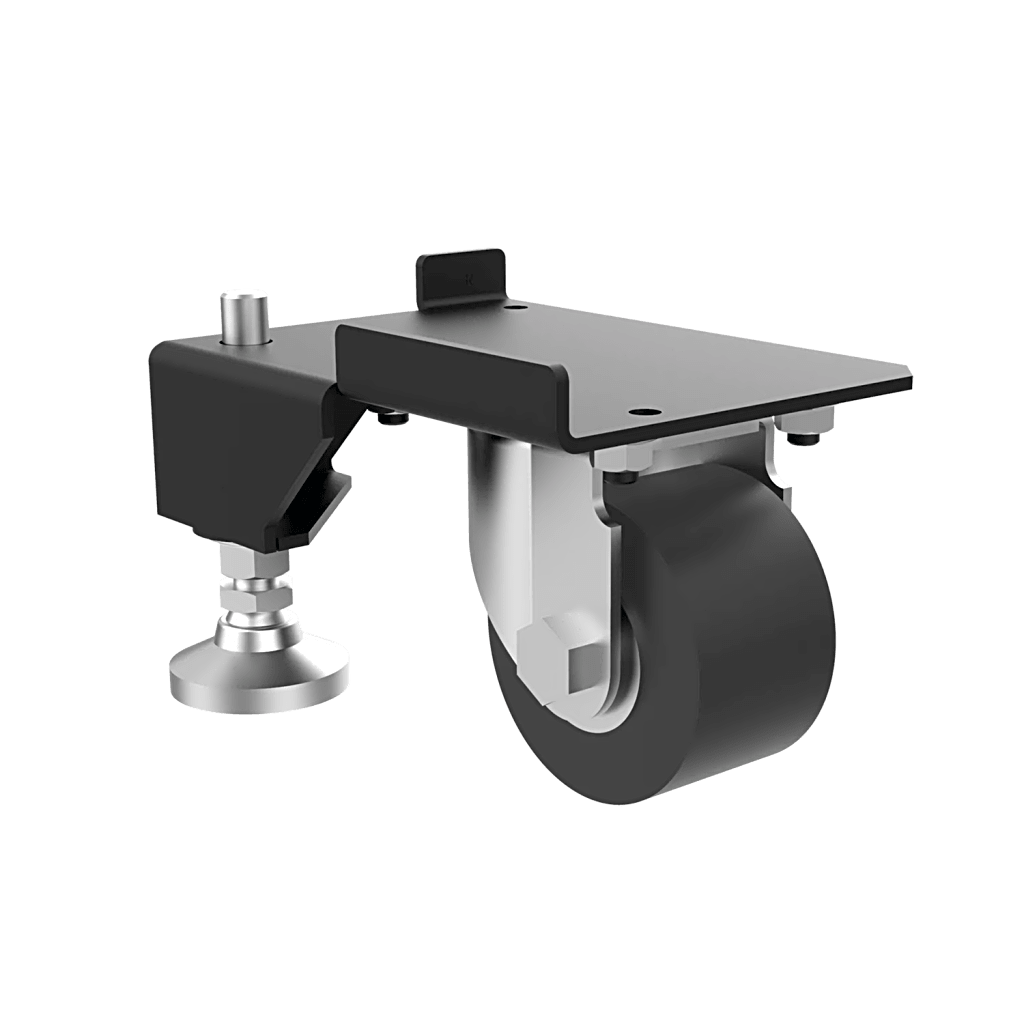 Kit de Ruedas y Niveladores para Gabinetes Trabajo Pesado 3000 lbs (1361 kg) / Material Compuesto Negro / Ruedas Giratorias 360° / Acero Dulce con Recubrimiento en Polvo / Dimensiones 11.9 x 16.4 x 10.1 cm