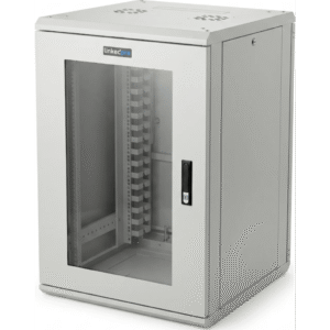 Gabinete Rack 19 Pulgadas / 18 Unidades / Piso / Puerta de Cristal / Acero Calibres 16-18-20 / Capacidad 750 kg (1653.5 lb) / Dimensiones 60 cm (23.6 in) x 93 cm (36.6 in) x 46 cm (18.1 in)