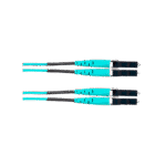Jumper de Fibra Optica Multimodo 50/125 OM4, LC-LC Duplex, OFNR (Riser), Color Aqua, 25 Metros