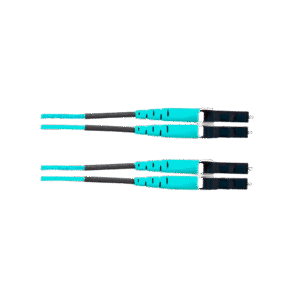 Jumper de Fibra ?ptica Multimodo 50/125 OM4, LC-LC Duplex, OFNR (Riser), Color Aqua, 40 Metros (131.23 Pies)