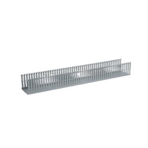 Canaleta Ranurada de PVC con Tapa, Tipo F, 82.6 mm de Ancho, 79.2 mm de Alto y 2 m de Largo, Color Gris
