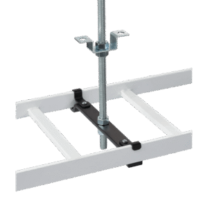 Kit de Soporte Central para escalerilla con Ajuste 12.00 pulgadas de Acero Color Negro / Incluye Varilla Roscada y Brackets / Para instalacion a Techo