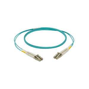 Jumper de Fibra Optica Multimodo 50/125 OM4, LC-LC Duplex, LSZH, Color Aqua, 2 Metros
