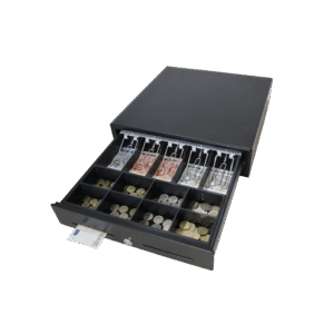 Cajón para Efectivo / Serie MK / Push Open / Insertos Ajustables Billetes y Monedas / Cubierta de Acero / Operación Manual